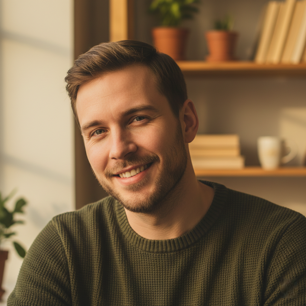 Friendly WhatsApp DP generated with AI, warm tones